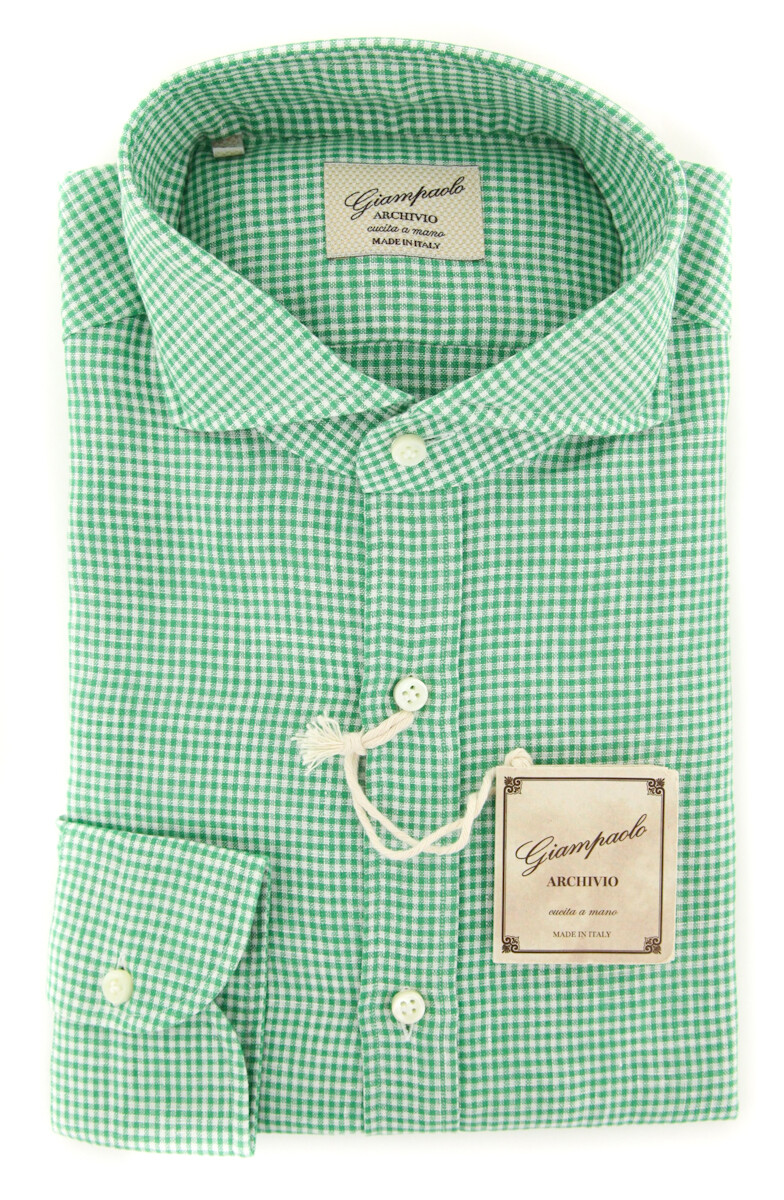 Giampaolo Green Micro-Check Shirt - Extra Slim Giampaolo Green Micro-Check Shirt - Extra Slim