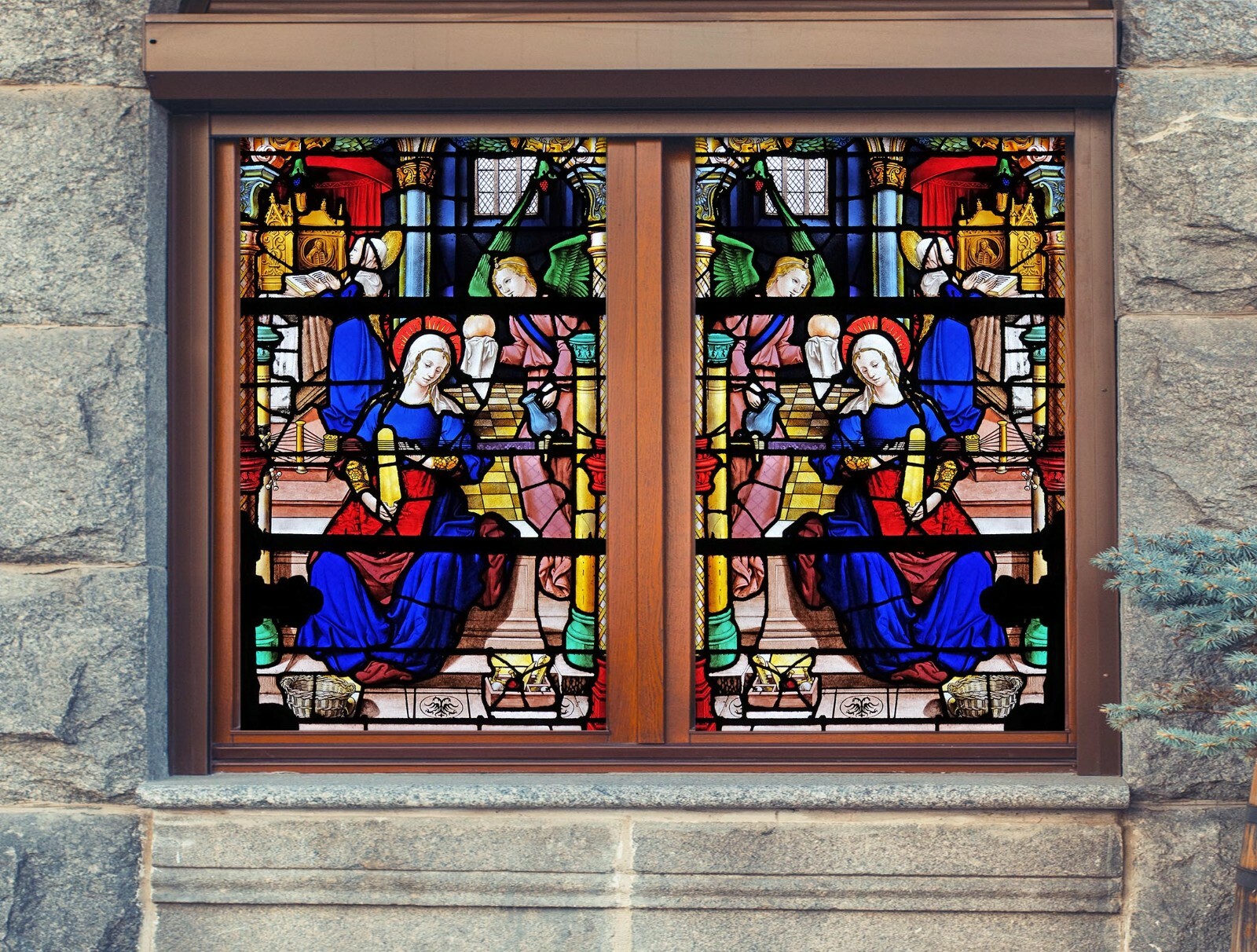 3D Our Lady A813 Window Film Print Sticker Cling Stained Glass UV Zoe