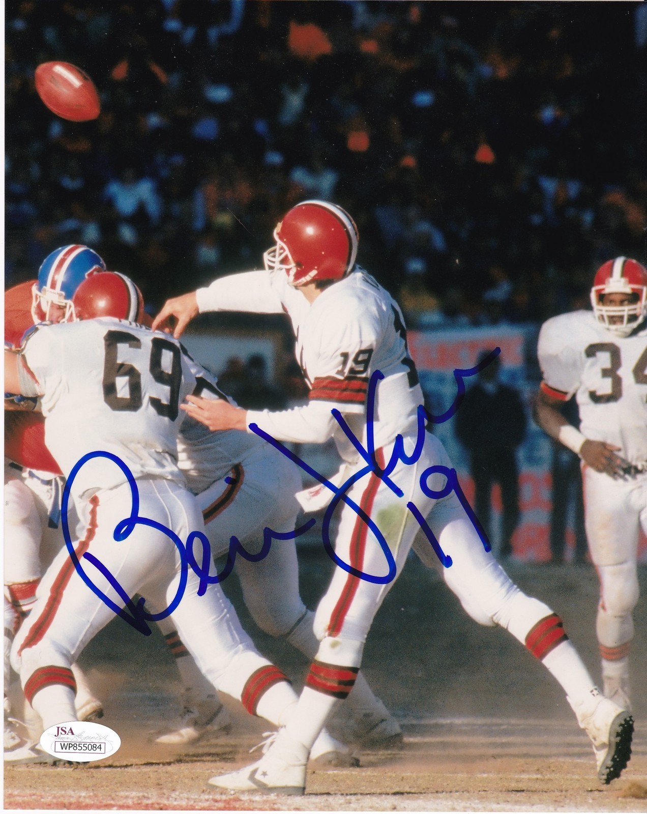Bernie Kosar Autographed Signed Cleveland Browns JSA AUTHENTICATED ACTION 8x10 
