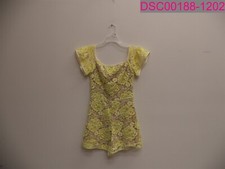 Alexis Yellow Lace Floral Patterned Romper Short Sleeve Size XS
