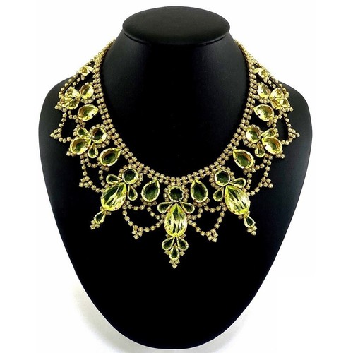 Glamorous Necklace Vintage Vaseline Uranium Glass - Picture 3 of 4