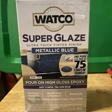 Rust-Oleum Watco- Super Glaze Pour On High Gloss Epoxy Met-Blue 1qt