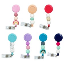 Silicone Bead Badge Holder Retractable Badge Holders Heavy Duty Nurse