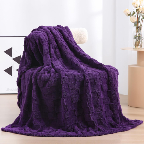 Deep Purple Fleece Throw Blanket 50”×60” for Couch Sofa Bed,Super Soft Cozy Plus