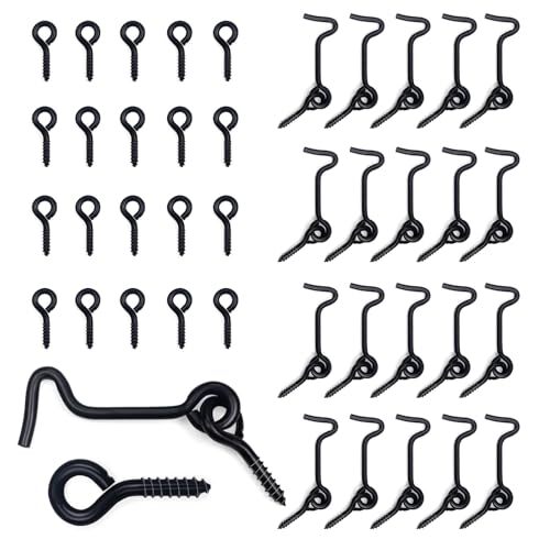 20 Pack 2 in Black Hook and Eye Latch Carbon Steel Gate Latch Swivel Window L...