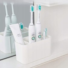 No Drill Toothbrush Holder Wall Mounted Toothpaste Storage Rack