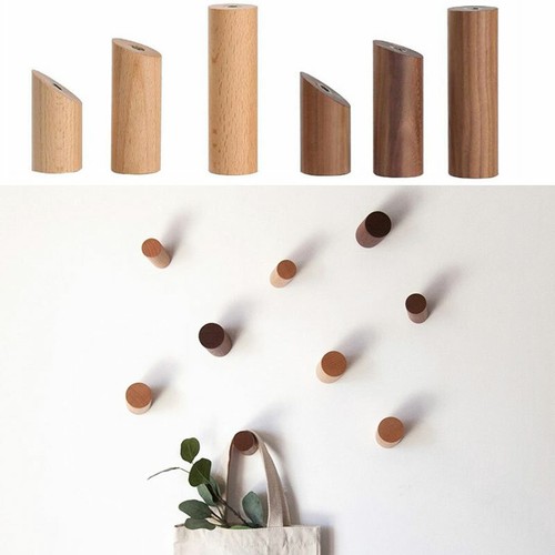 Wooden Hook Wall Hooks Hat Jacket Peg Coat Storage Hanger Hallway Home Decor - Picture 1 of 18