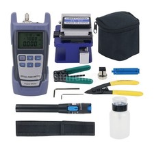 Fiber Optic Tool Kit FTTH Fiber Splicing Tools w/ Fiber Cleaver Power Meter VFL