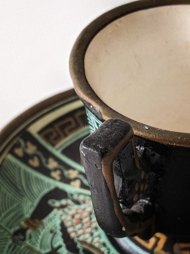 Greek Art Teacup & Saucer Hand Painted Pottery Athens Greece Museum Replica - Picture 7 of 13