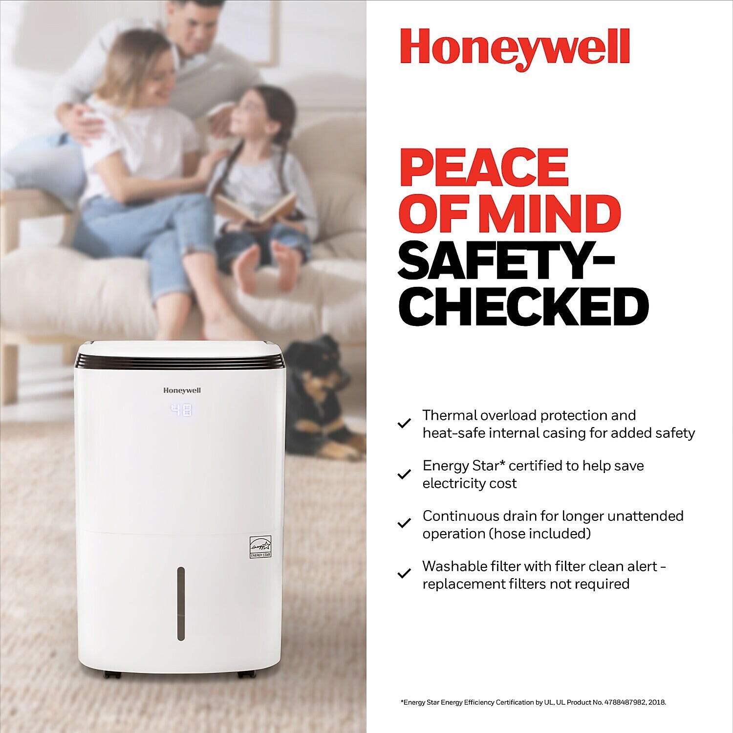 Honeywell Energy Star 70 Pint Dehumidifier Pump White (TP70PWKN)