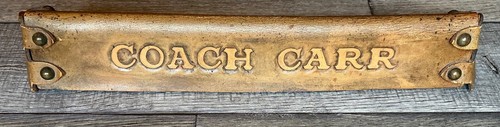 Football Coach Carr Leather Desk Nameplate 14” Rare