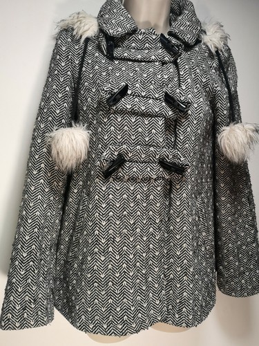 Atmosphere Black and Cream Detachable Hood Coat - Size 8 (439g) - Picture 3 of 8