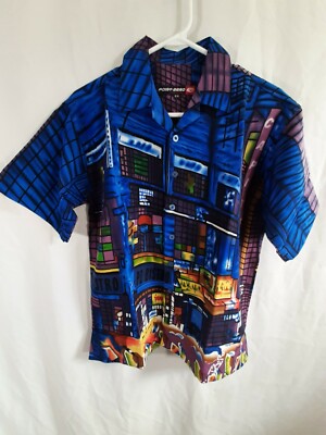 Point Zero Dimension Button Down Short Sleeve Men Shirt Size Medium, NEW!