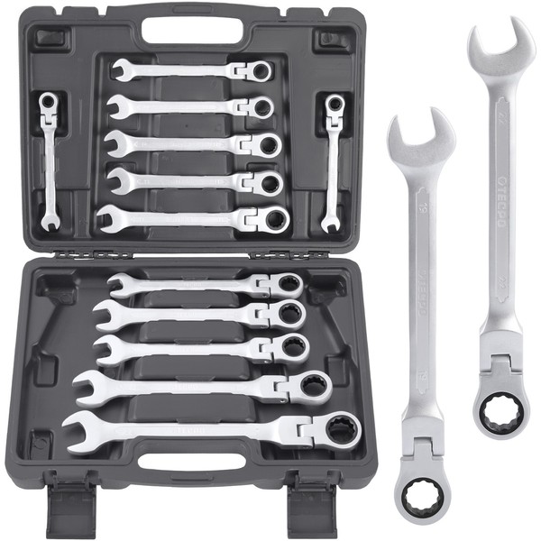 Tecpo Gelenk Maul RING-RATSCHENSCHLÜSSEL SET 8-22 Mm Gelenkratsche SchlÜSsel-image