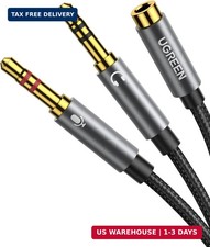 UGREEN Headphone Splitter for Computer 3.5mm Female to 2 Dual 3.5mm Male Braided