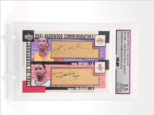 KOBE BRYANT T. MCGRADY 2004-05 UD HARDCOURT DUAL HARDWOOD AUTO BGN 8.5 Q6438