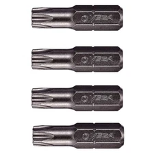4 Pack 1 inch T10 TORX Security Star Bits S2 Steel Tamper Proof 125TT10A-4