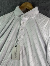 Collars  Co Dress Collar Polo Shirt Mens Medium White  Purple Polka Dot NWT