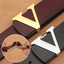 High Quality Smooth Buckle Belt Men's Genuine Leather Pure Cowhide Letter