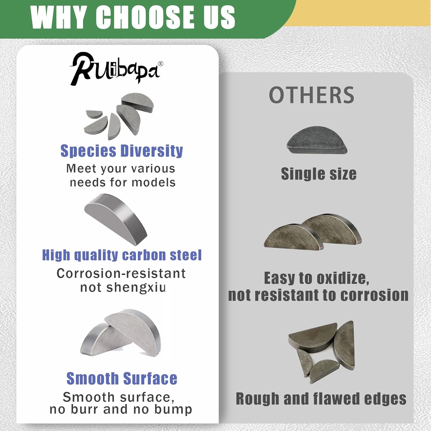 110PCS Metric Woodruff Key Assortment Kit, 15 Sizes Key-110pcs 