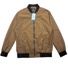 Nylon Jacket Bomber Jacket Medium Brown/Black Full Zip Lined Outdoor NEW