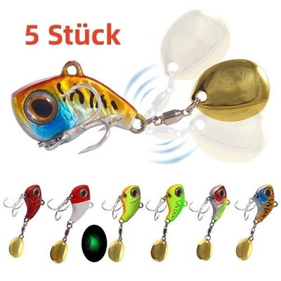5x Jig Spinner Set Jigspinner Box Blinker Spin Tail Barsch Hecht Bleikopfspinner