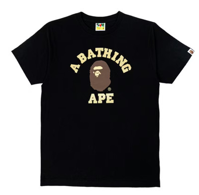 A Bathing Ape BAPE College Glitter Tee BLACK Size XL New w/tags