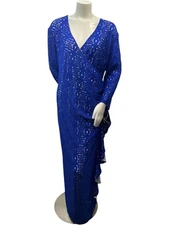 Kasper Dress Womens Size XXL Blue Ruffled Side Crossover Vneck New