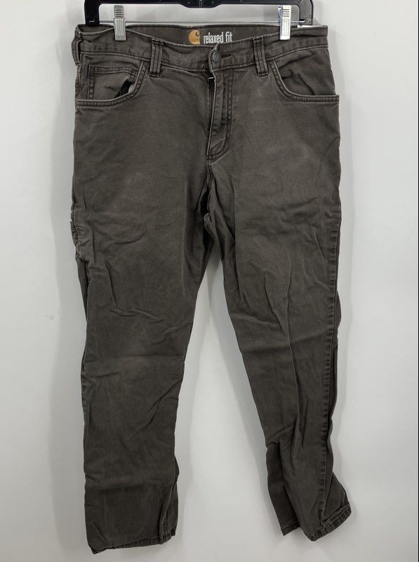 Carhartt Men's Gray Relaxed Fit Straight Leg Rigby Carpenter Pants Size 31x30