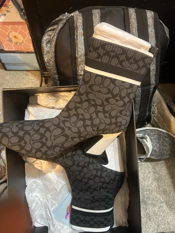 Botas botines de punto para mujer Coach Tasha negras Foto 2 de 4