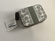 Rare New Coach Triple Pill Case Signature Gray NWT