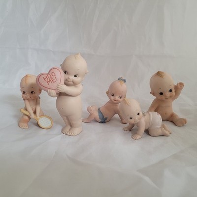 Lot Of 5 Kewpie & Kewpie Style Figurines Hug Me Baby Tennis Waving Enesco Jesco