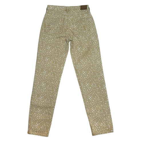 American Eagle AE Jeans Women's Size 00 Mustard Yellow & White Floral Jeans NWT - Picture 2 of 5