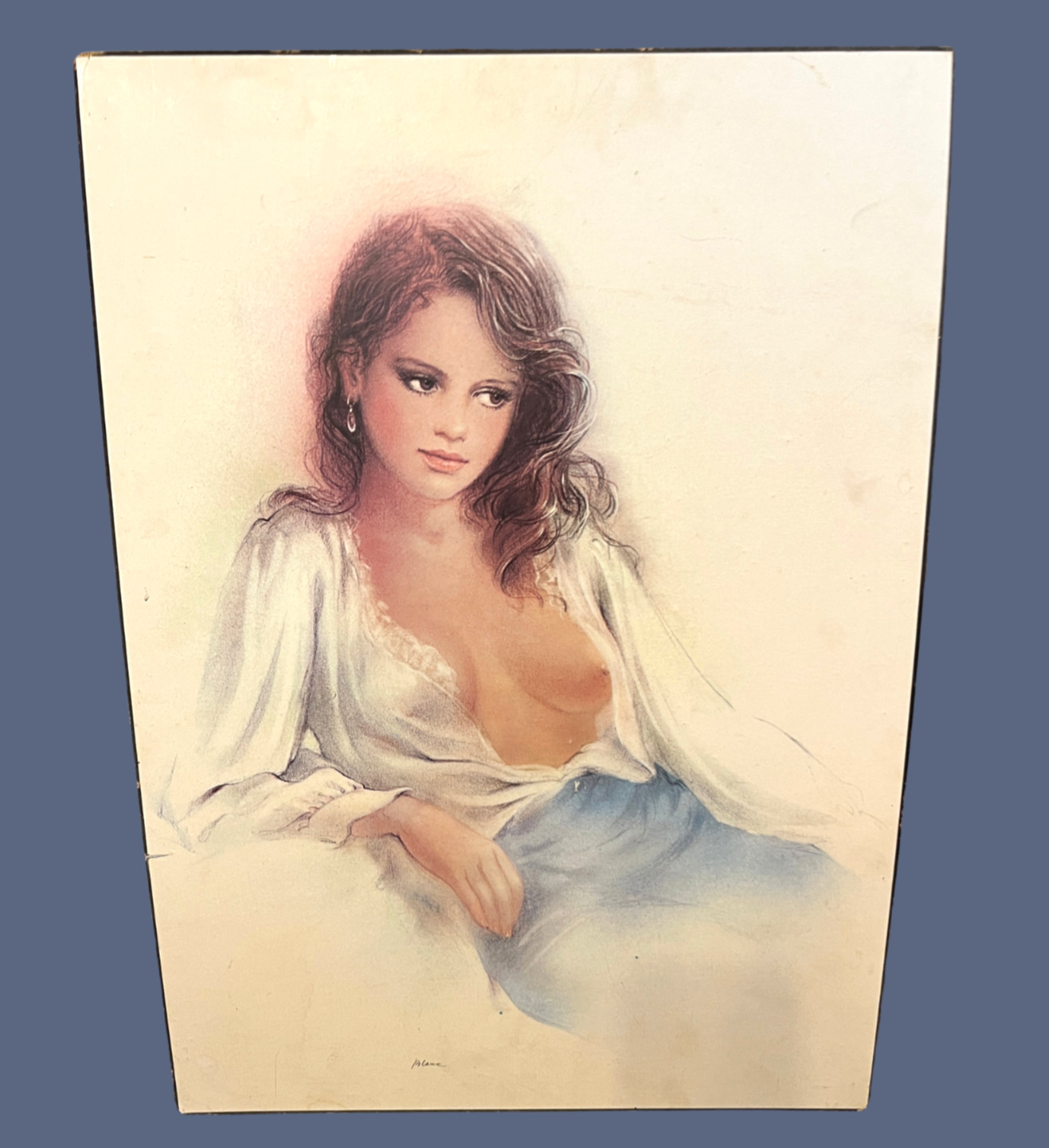 Vintage Nude Female Portrait Print On Board Erotic Wall Art Large 70cm Retro Fig image 5