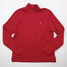 Polo Ralph Lauren Sweater Mens Small Red Estate Rib Quarter Zip Pullover
