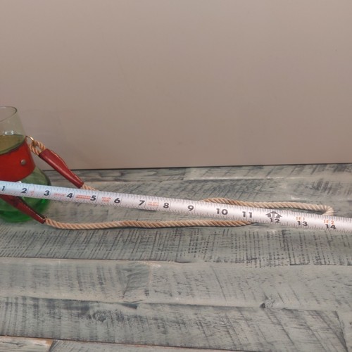 Vntg Blown Green Glass Leather Hands Free Cocktail Beer Tumbler Lanyard w/Image - Picture 7 of 8