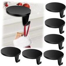 Pack Round Christmas Stocking Holders Weighted Metal Stockings Hangers 4 Black