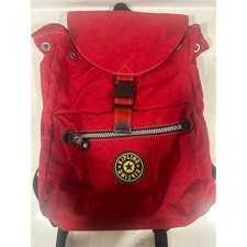 Mochila Kipling roja de nailon arrugado con solapa cierre de hebilla bolsa de bolsillo frontal con cremallera