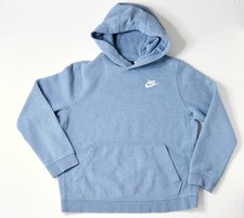 Nike Sportswear Pullover Hoodie Embroidered Logo Sweatshirt Boys L Grayish Blue