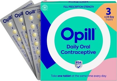 Opill OTC Daily Oral Contraceptive Norgestrel Tablets .075mg - 3 X 28 Day Supply