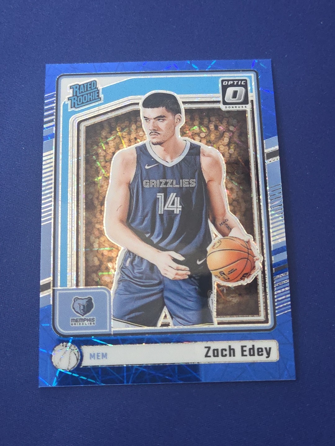 2024-25 Panini Donruss Optic - Zach Edey Rated Rookie #288 Blue Velocity Prizm