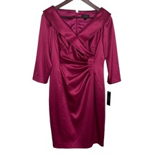 NWT Tahari Arthur Levine Magenta Cocktail Silky Shawl Dress Women's 6