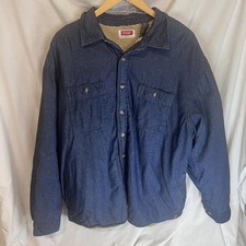 Vintage 90s Wrangler Denim Sherpa Thick Fleece Lined Shirt Jacket Size XL