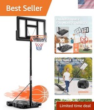 10FT Adjustable Portable Basketball Hoop for Indoor/Outdoor Fun - 44" Backboard