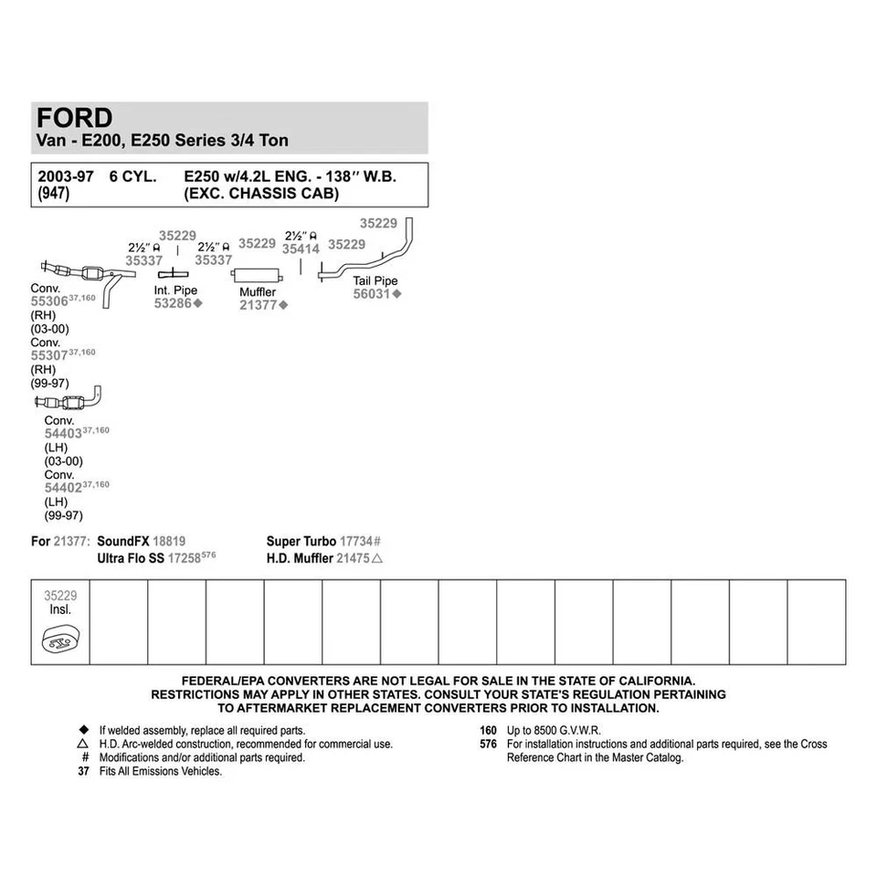 For Ford E-250 2003 Walker 53286 Aluminized Steel Exhaust Intermediate Pipe Foto 3 de 4