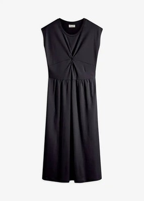 A-Linien-Kleid aus Jersey Twist-Detail Gr. 48/50 Schwarz Midi Sommerkleid Neu*