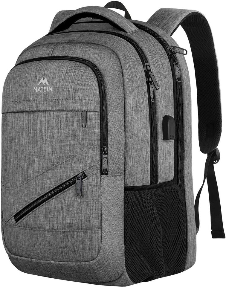 Water-Resistant 17-Inch Travel Laptop Backpack with Charging Port & Pockets - Image 3 of 4