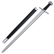 Raiding Long Sword - Medieval Viking Style Steel Sword w/ Leather Handle