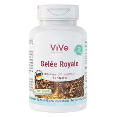 Gelée Royale 500 mg - 90 Kapseln, mit 4% 10-HDA, Hochdosiert | ViVe Supplements