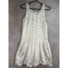 Vintage Slip Dress Girls Size 7 Ivory Lace Trim Sleeveless USA Made